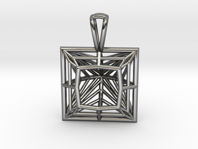 3D Printed Diamond Princess Cut Pendant by bondswe in Fine Detail Polished Silver