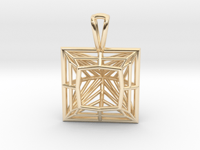 3D Printed Diamond Princess Cut Pendant by bondswe in 14k Gold Plated Brass