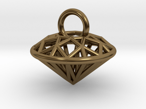 3D Printed Diamond is My Best Friend Pendant Small in Polished Bronze