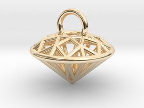 3D Printed Diamond is My Best Friend Pendant Small in 14k Gold Plated Brass