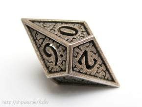 Hedron D10 (v2 closed) Spindown - Hollow in Polished Bronzed Silver Steel