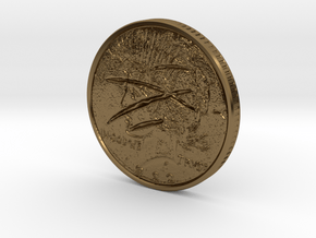 Two Faced Silver Dollar with scars on one side in Polished Bronze