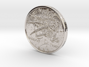 Two Faced Silver Dollar with scars on one side in Rhodium Plated Brass
