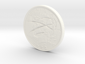 Two Faced Silver Dollar with scars on one side in White Processed Versatile Plastic