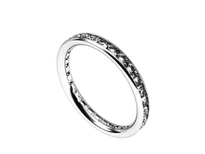 ring with diamonds in Fine Detail Polished Silver