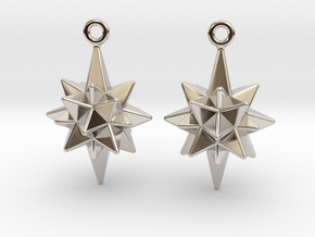 Moravian Star Earrings in Rhodium Plated Brass