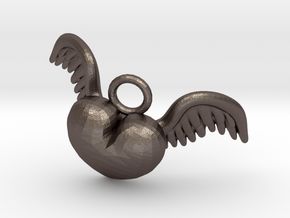 Cupid Heart in Polished Bronzed Silver Steel