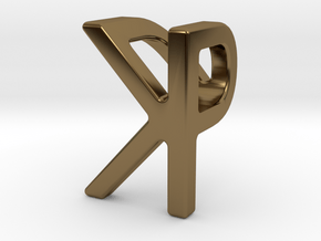 Two way letter pendant - KP PK in Polished Bronze