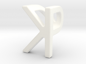 Two way letter pendant - KP PK in White Processed Versatile Plastic