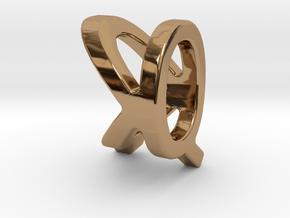 Two way letter pendant - KQ QK in Polished Brass