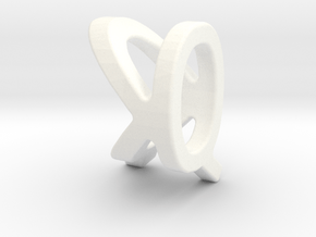 Two way letter pendant - KQ QK in White Processed Versatile Plastic