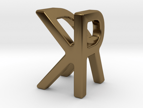 Two way letter pendant - KR RK in Polished Bronze