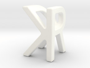 Two way letter pendant - KR RK in White Processed Versatile Plastic