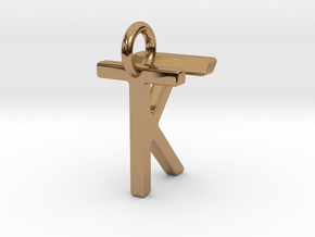 Two way letter pendant - KT TK in Polished Brass