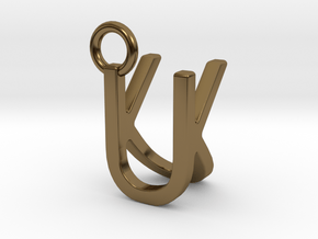 Two way letter pendant - KU UK in Polished Bronze