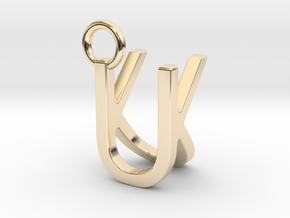 Two way letter pendant - KU UK in 14k Gold Plated Brass