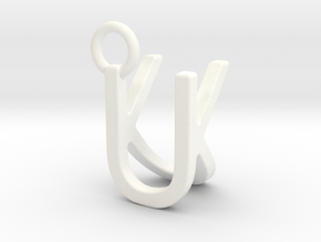 Two way letter pendant - KU UK in White Processed Versatile Plastic
