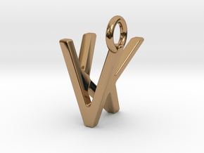 Two way letter pendant - KV VK in Polished Brass