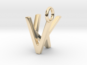 Two way letter pendant - KV VK in 14k Gold Plated Brass
