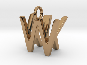 Two way letter pendant - KW WK in Polished Brass