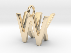 Two way letter pendant - KW WK in 14k Gold Plated Brass