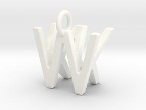 Two way letter pendant - KW WK in White Processed Versatile Plastic
