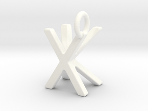 Two way letter pendant - KX XK in White Processed Versatile Plastic