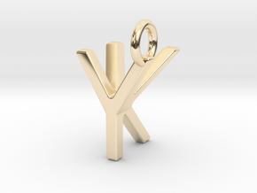 Two way letter pendant - KY YK in 14k Gold Plated Brass