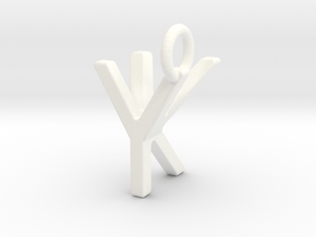Two way letter pendant - KY YK in White Processed Versatile Plastic