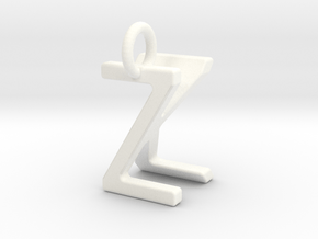 Two way letter pendant - KZ ZK in White Processed Versatile Plastic