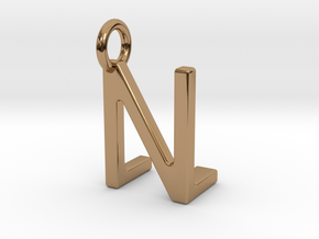 Two way letter pendant - LN NL in Polished Brass