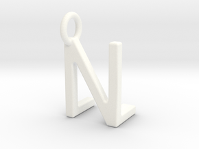 Two way letter pendant - LN NL in White Processed Versatile Plastic