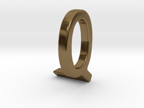 Two way letter pendant - LQ QL in Polished Bronze