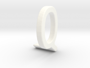 Two way letter pendant - LQ QL in White Processed Versatile Plastic