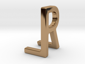 Two way letter pendant - LR RL in Polished Brass