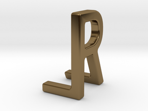 Two way letter pendant - LR RL in Polished Bronze