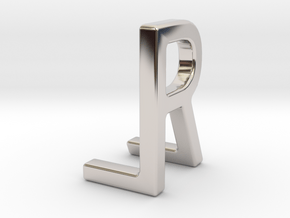 Two way letter pendant - LR RL in Rhodium Plated Brass