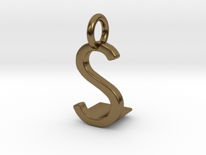 Two way letter pendant - LS SL in Polished Bronze