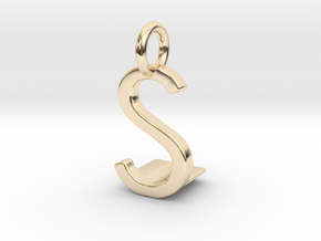 Two way letter pendant - LS SL in 14k Gold Plated Brass