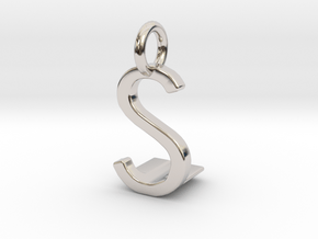 Two way letter pendant - LS SL in Rhodium Plated Brass
