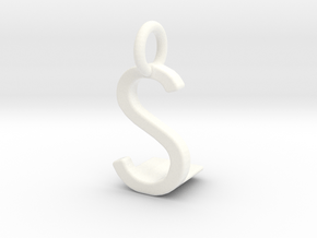 Two way letter pendant - LS SL in White Processed Versatile Plastic