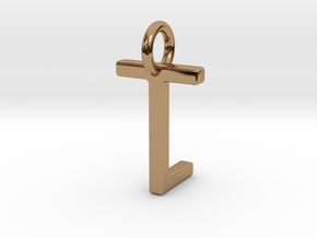 Two way letter pendant - LT TL in Polished Brass