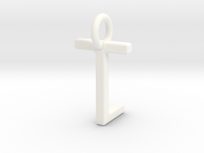 Two way letter pendant - LT TL in White Processed Versatile Plastic
