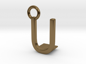 Two way letter pendant - LU UL in Polished Bronze