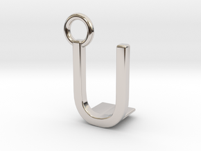 Two way letter pendant - LU UL in Rhodium Plated Brass