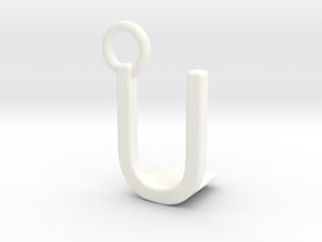 Two way letter pendant - LU UL in White Processed Versatile Plastic