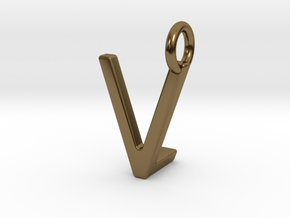 Two way letter pendant - LV VL in Polished Bronze