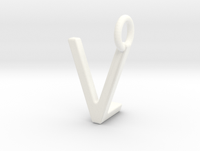 Two way letter pendant - LV VL in White Processed Versatile Plastic