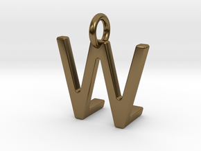 Two way letter pendant - LW WL in Polished Bronze