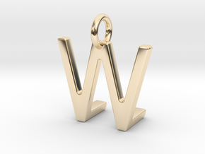 Two way letter pendant - LW WL in 14k Gold Plated Brass